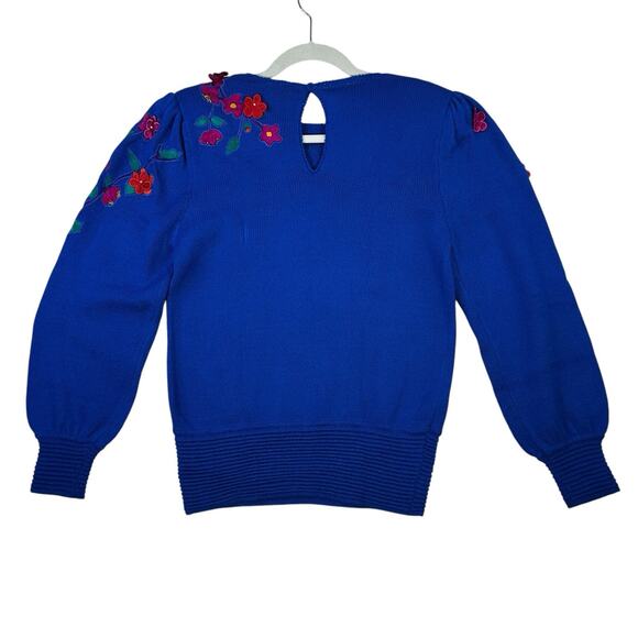 Vintage Anne Crimmins Umi Collections Sweater Womens Small Floral 3D Applique - Picture 9 of 12